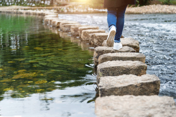 walking on rocks