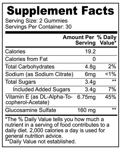 Joint Support Gummies Dietary Supplement Label