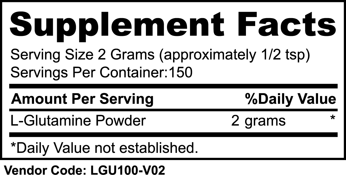 L- Glutamine Bodybuilding Supplement Label