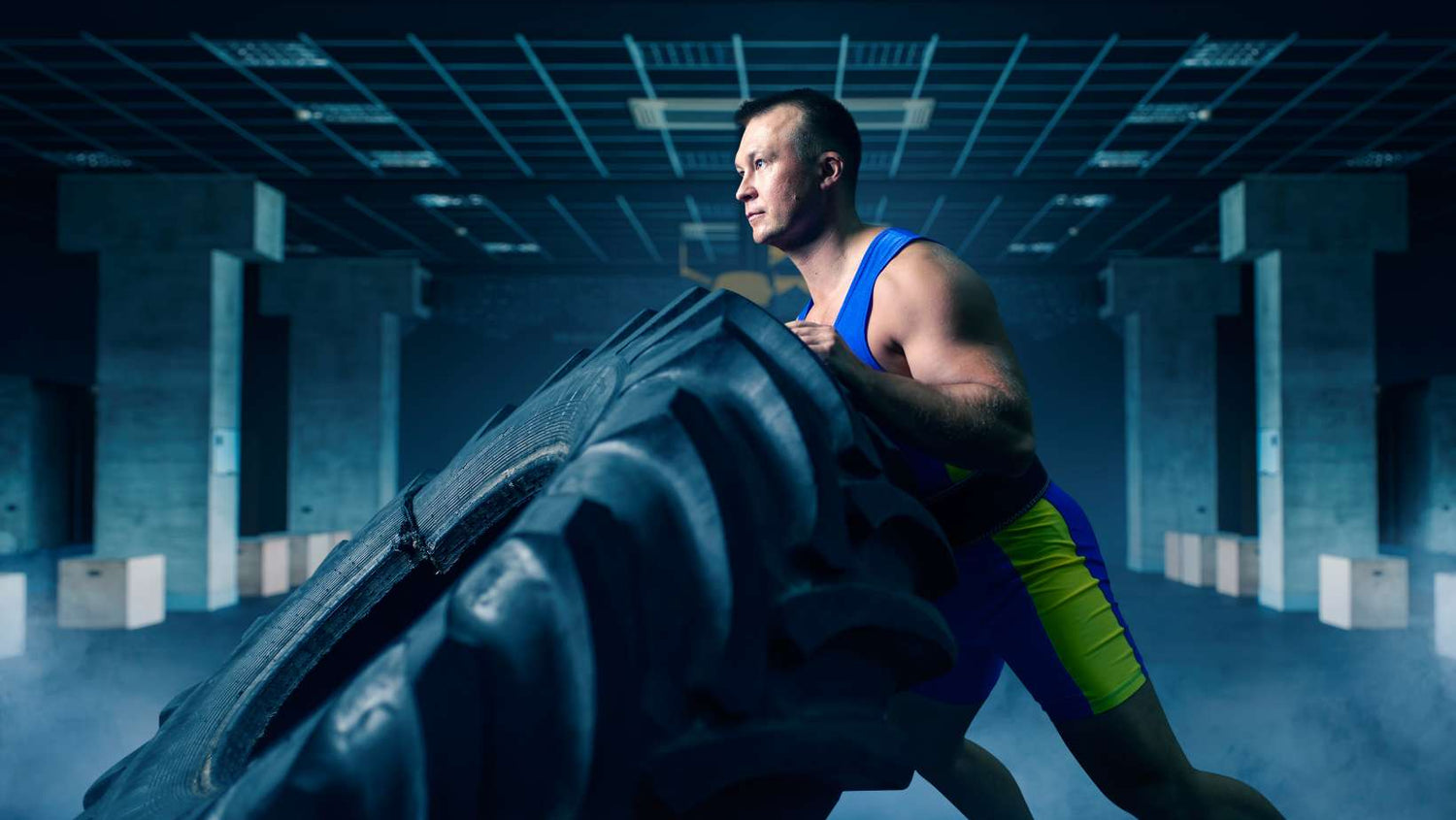 Athlete Doing Exercise with Truck Tyre, Crossfit