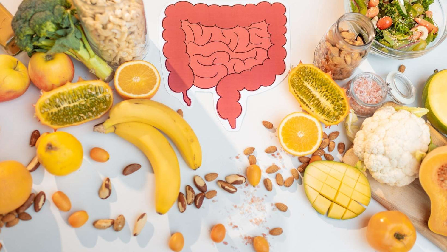 Bowel Drawing and Healthy Fresh Food on the Table