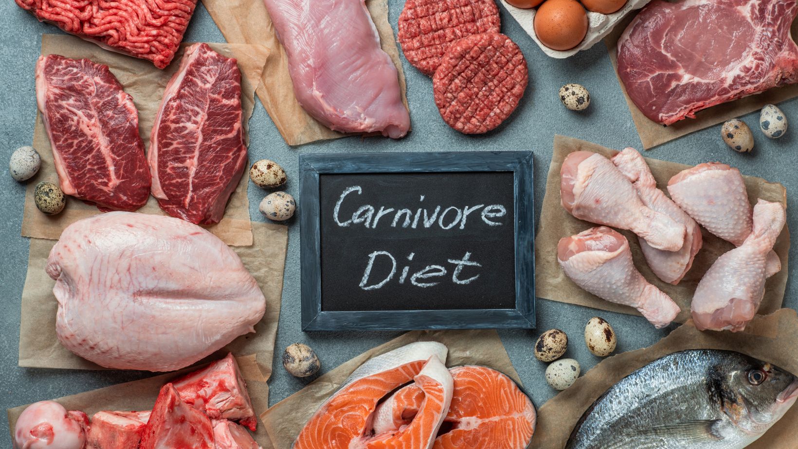 Carnivore diet, zero carb concept, top view