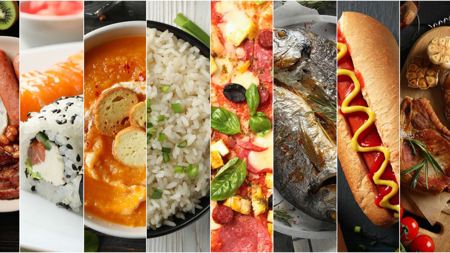 Different Food. Food Collage. Different Compositions with Meal