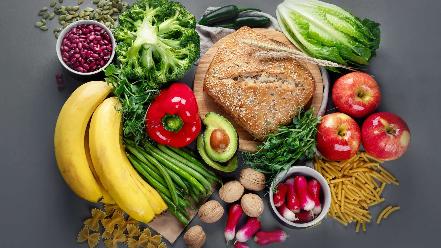 Healthy balanced dieting concept. Foods high in antioxidants, and minerals