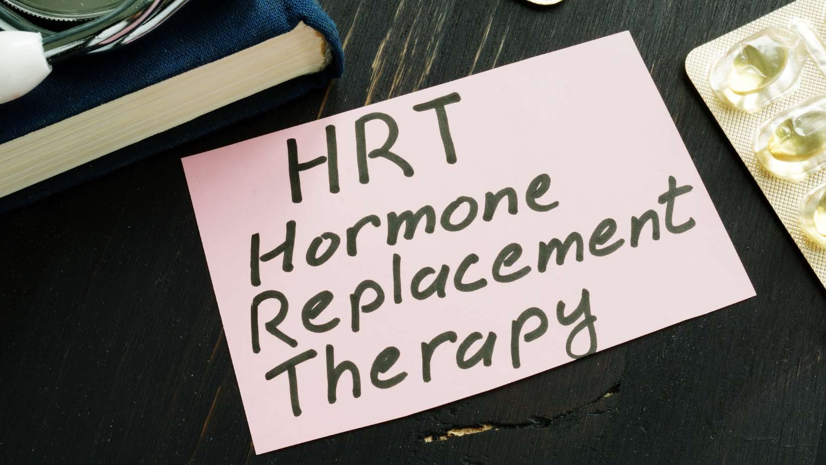 Hormone replacement therapy HRT sign and stethoscope