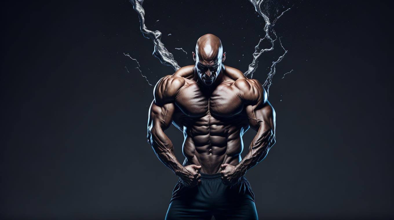 bald man with muscular body