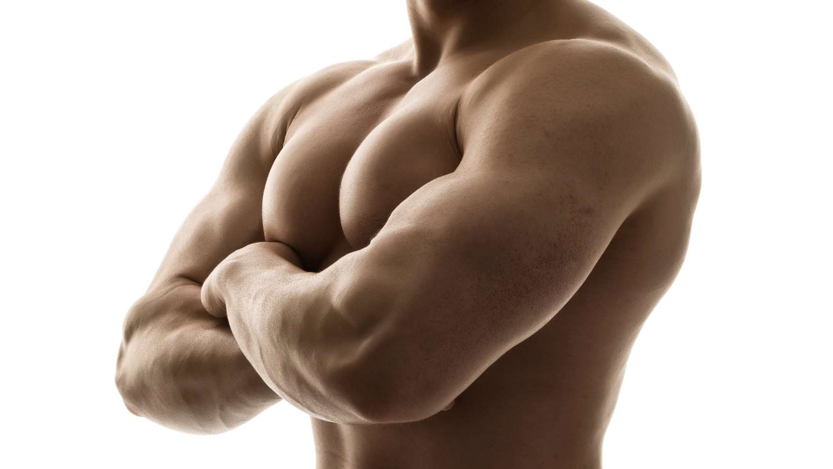 Male body builder arms folded