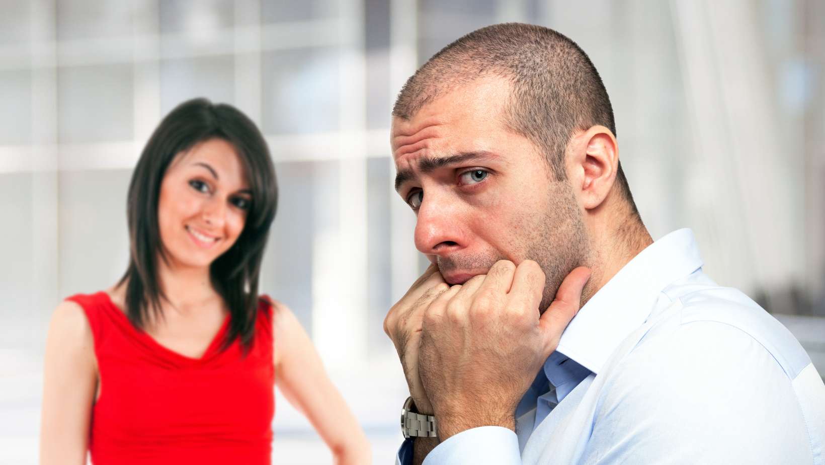 Shy Guy in Front of a Woman