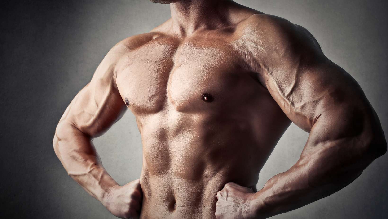 The portait of a muscular man torso