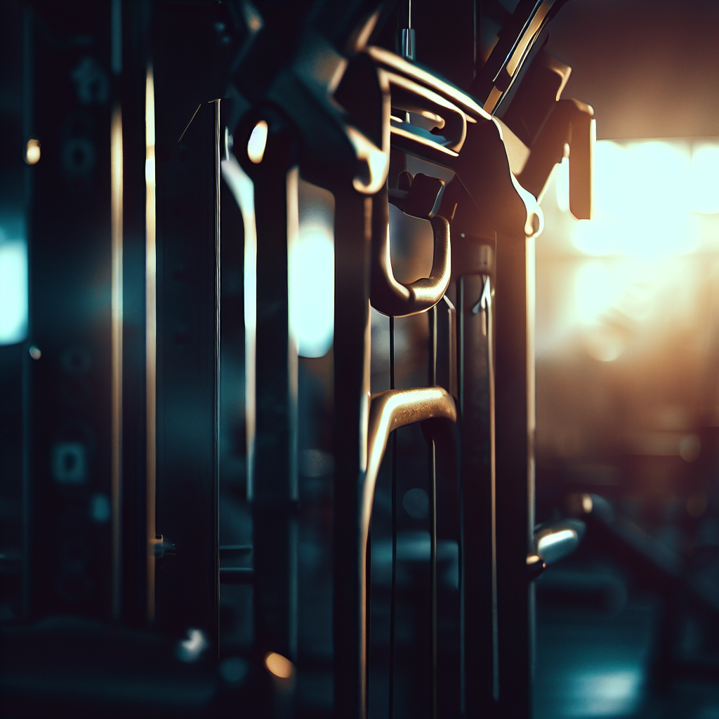 a close up picture of a pull up machine in a gym