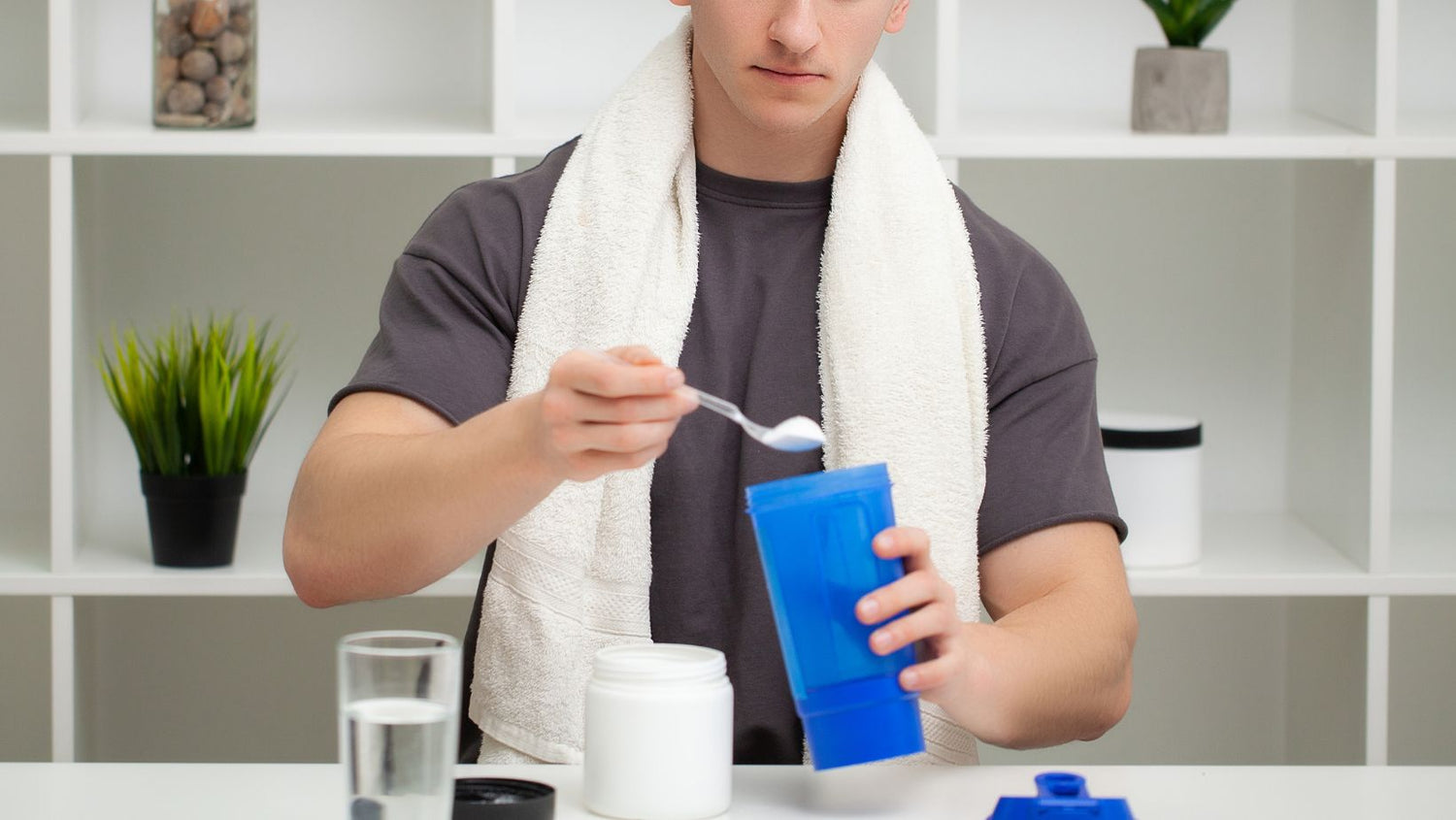 man taking protein before prior to sleep