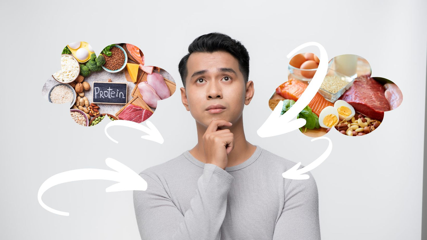 man thinking of Healthy food high in protein