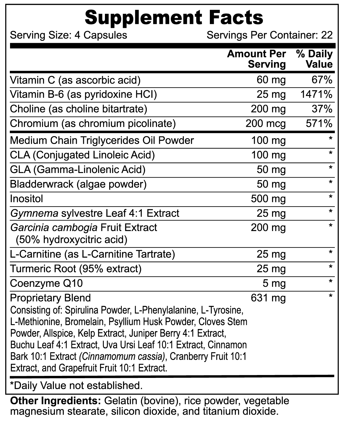 Shred with MCT Fat Burner Label dietary supplement