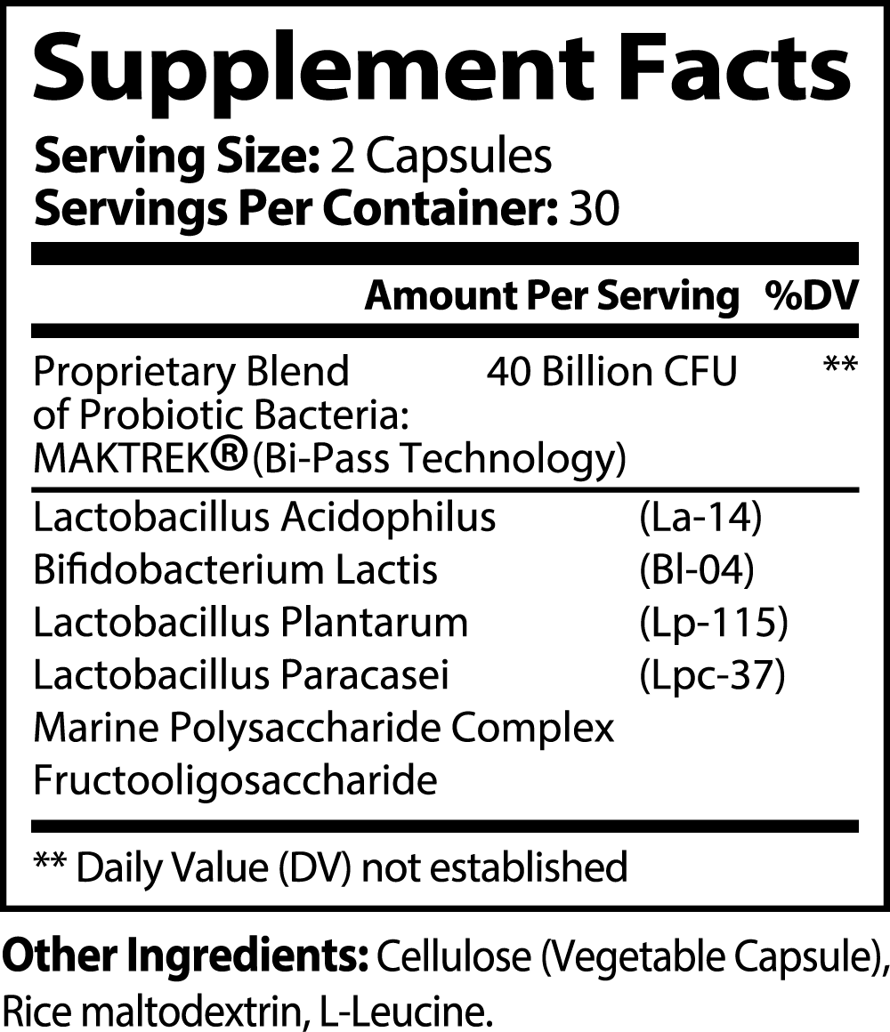 Probiotics with Prebiotic Dietary Supplement  Label