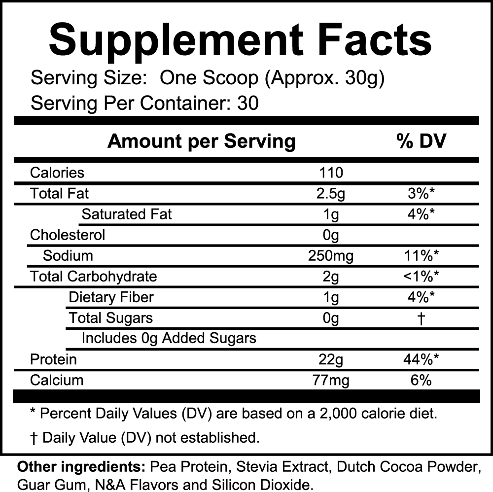 Simple Supplements Vegan Protein Chocolate ingredients